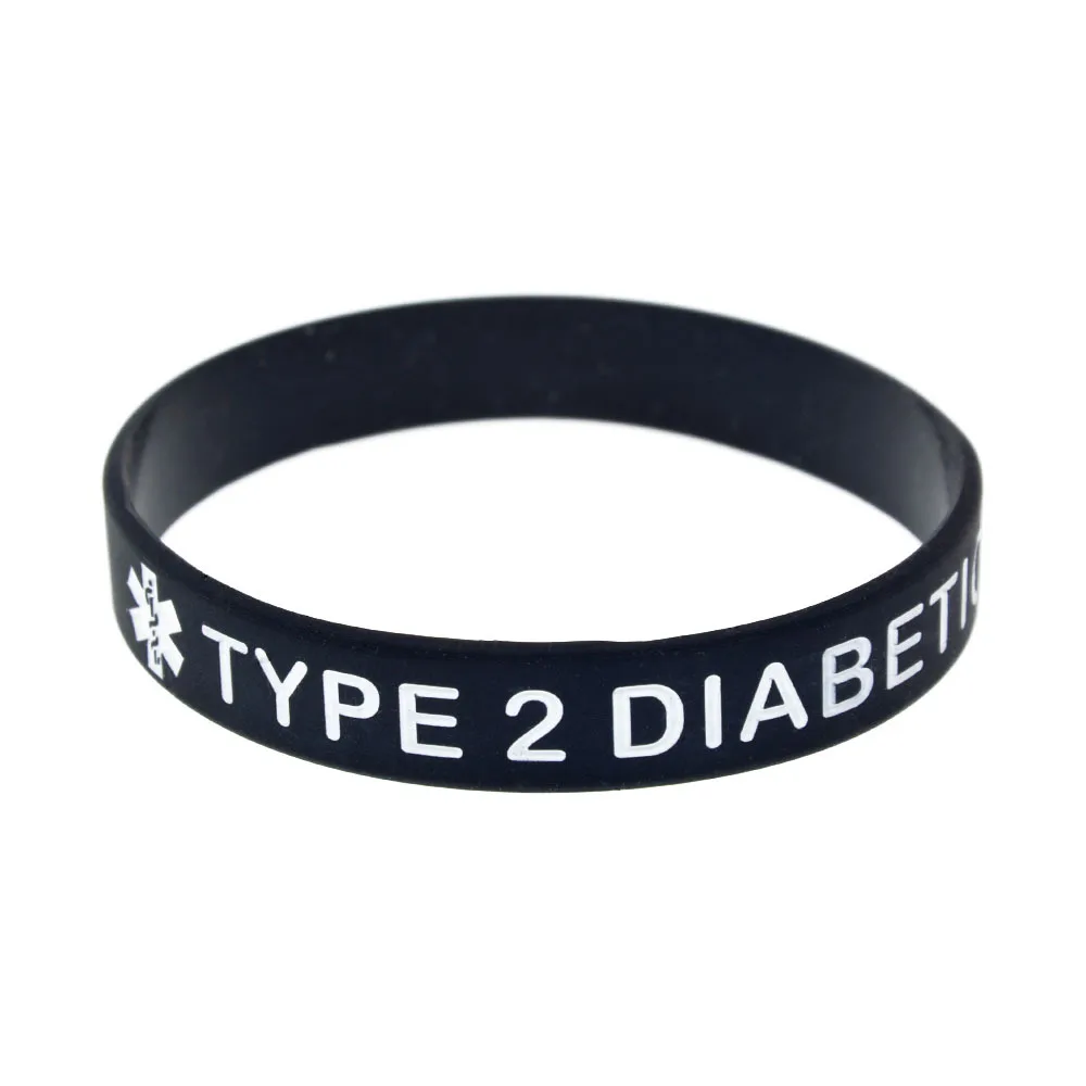 Silicone Wristband TYPE 2 DIABETIC Medical Warning Bracelet