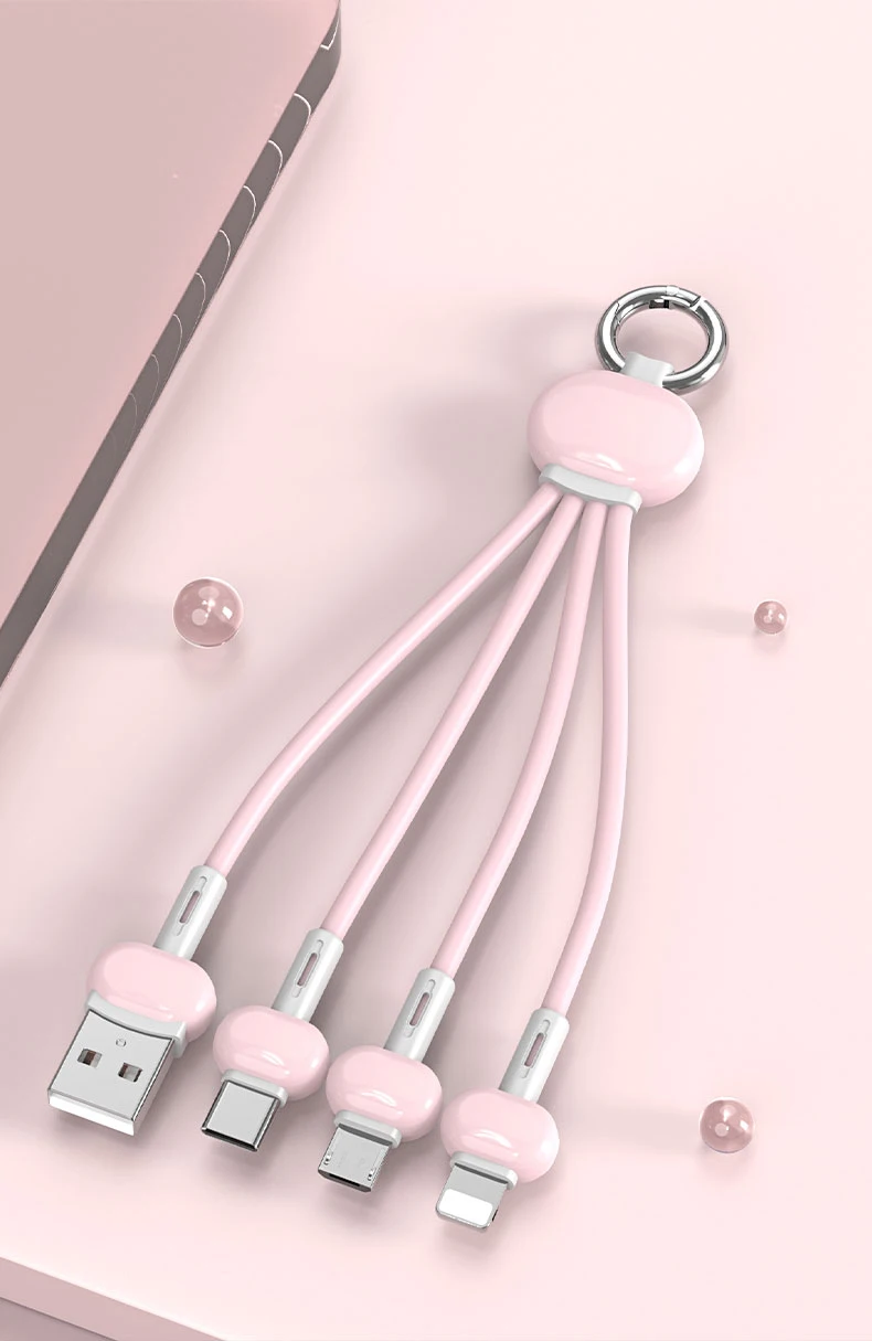 long iphone charger Keychain 3 in 1 USB Type C Cable for iPhone 13 12 11 XS X XR 3in1 2in1 USB Cable Charger Micro USB Type C Cord for Xiaomi Redmi iphone usb cable