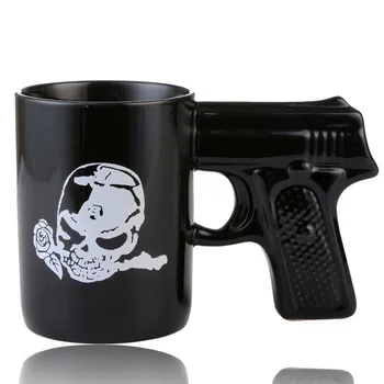 

Personalized Skull Rose Mug Black Ceramic Coffee Mug Magic Skull Ring Pattern Coffee Tea Milk Water Drinking Cup Good Gift 450ml