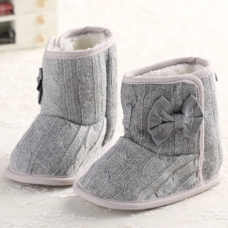 0-18 months baby cotton Knitted boots Baby Fur Warm Boots Baby Toddler Soft Sole Ankle boots Snow Boots Hook Loop Design D40