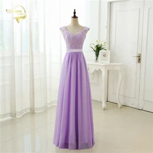 Robe De Soiree Cap Sleeve Long Formal Evening Dresses 2020 Abendkleider Lace Party Dress Pink Blue Red lilac Purple Gown OL33012