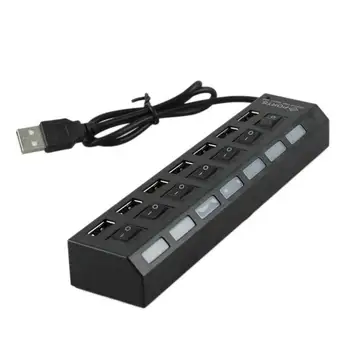 

Black Multifunctional 7-port Switch Usb 2.0 Hub Hub One Drag Seven Hub Binding Solution U2hb19 16.5*3.5cm 500mA