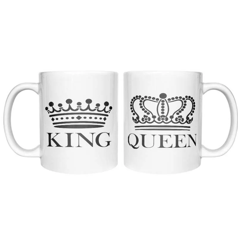 

King QUEEN Matching Couple Set Valentine's Day Gift His & Hers Coffee Mugs Mug White 11 Oz