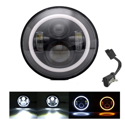 Круглый 7 ''мотоцикл черный проектор Moto светодиодный светильник лампа головной светильник для Harley Sportster Touring Street Glide Softail FLHXF Trike - Цвет: 40W halo light black