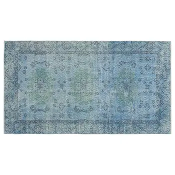 

Handmade Blue Vintage Overdyed Turkish Area Rug 126 X228 Cm-4'2''X7'6''