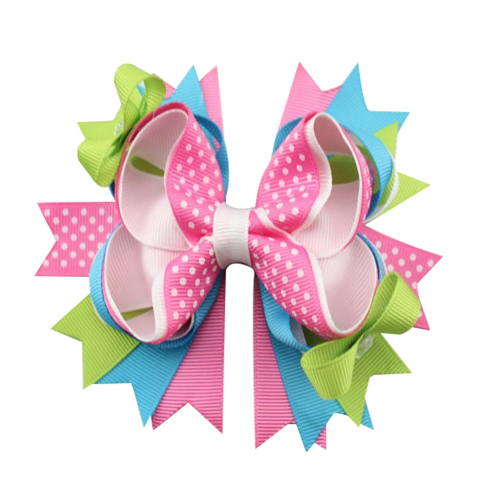 5 inch new Grosgrain Hair Bow clips For Kids Girls Hair Accessories Easter eggs print ribbon hair clips