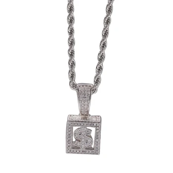 

Hollow Square Letter Custom Splicing Pendant New Hollow Dice Letter Hip Hop Necklace Men's Sweater Chain