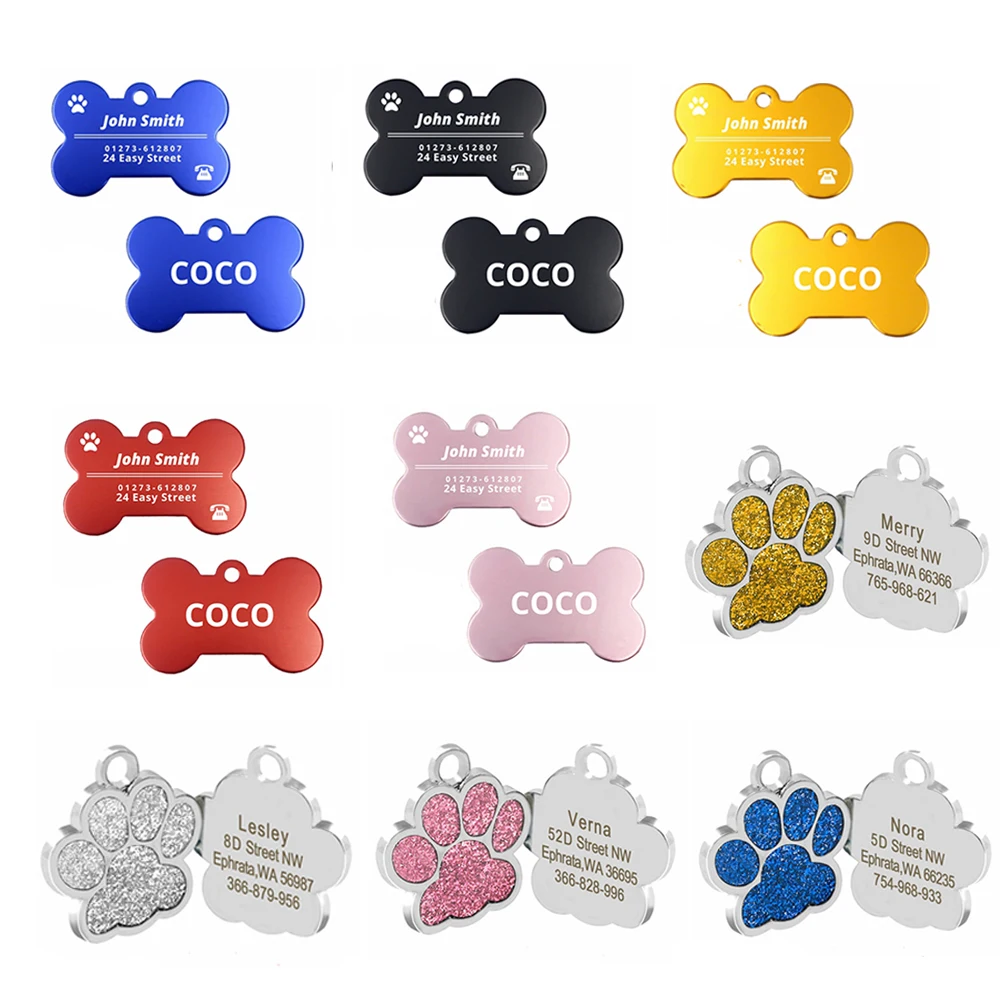 Pet ID Tag Personalized Engraved Name Tag For Dogs Cat Puppy Pets ID Collar Dog Nameplate Accessories Bulldog