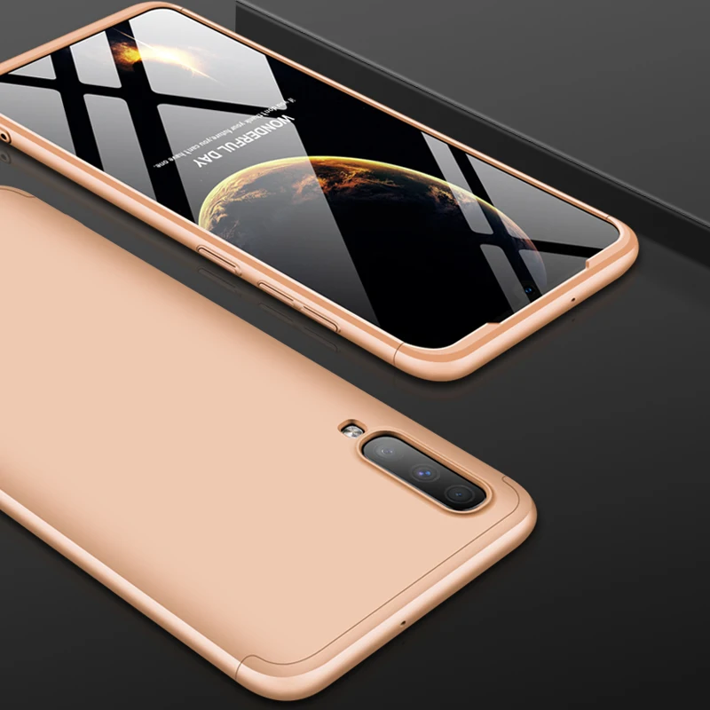 50 шт./лот протектор чехол для samsung Galaxy A10S A20S M10 M20 M30 M30S A40S 360 Полный Противоударная накладка на заднюю панель из поликарбоната - Цвет: Gold Black