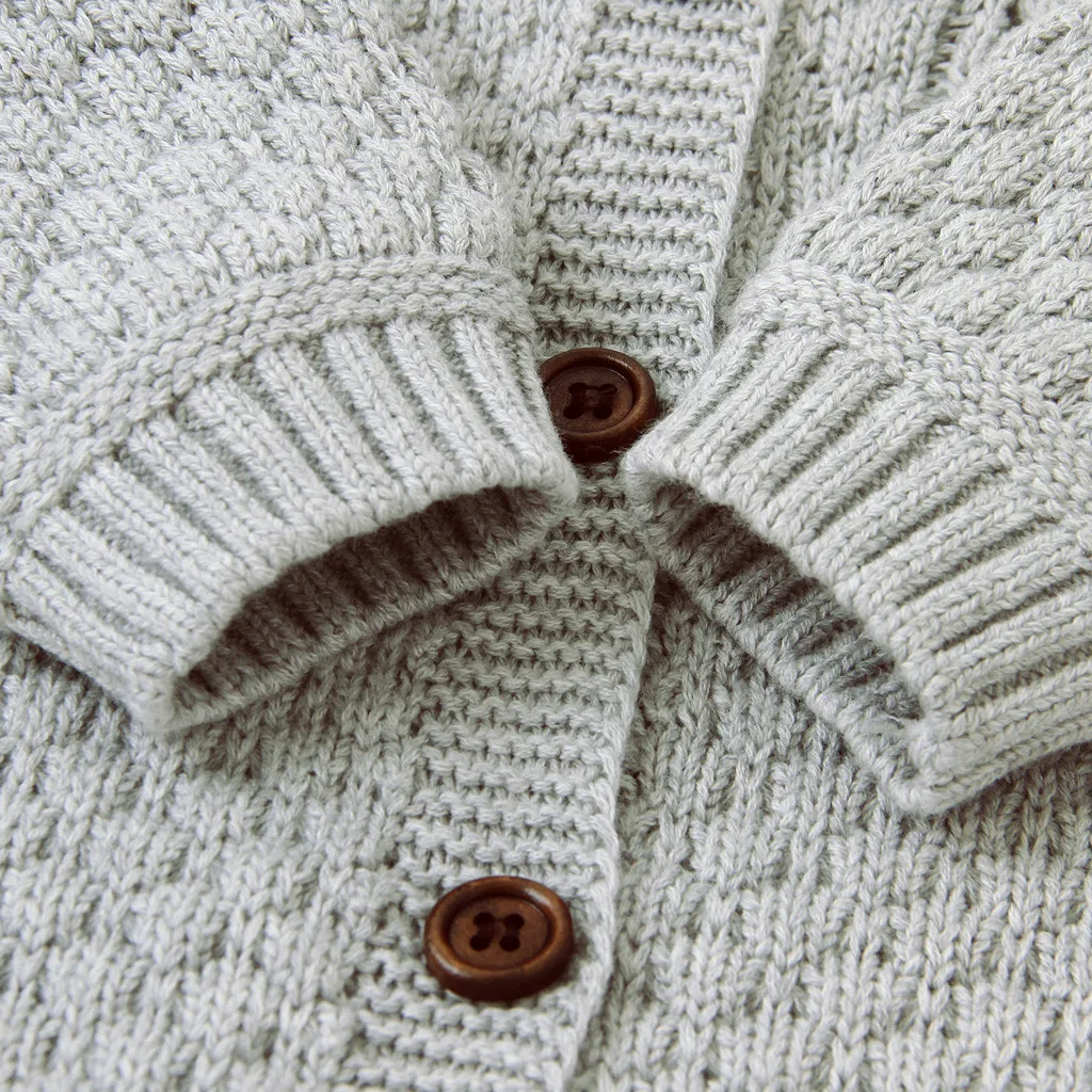 Infant Winter Warm Rompers Long Sleeve Solid Knitted Jumpsuit Outfit Warm Coat Jumpsuit With Hat Pajacyki Dla Niemowlat#LR2