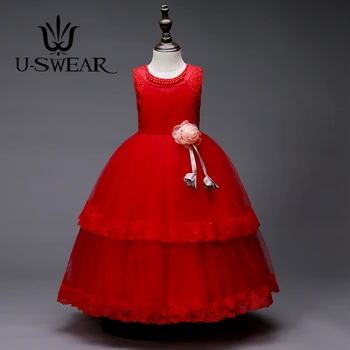 

New Arrival Flower Girl Dresses For Weddings Flower Appliqued Pearls Beaded Kid Lace Dress Vestidos