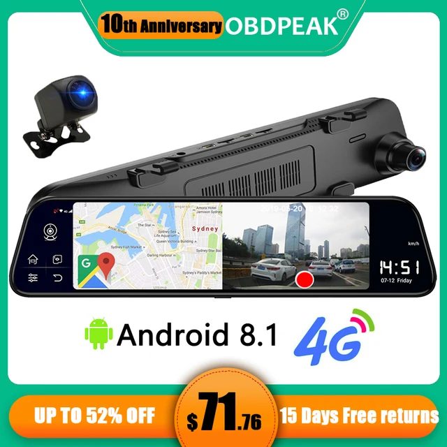 $US $71.91 12 Inch 4G Android 8.1 Rearview Mirror Car DVR HD 1080P GPS WIFI ADAS Dash Cam Dual Lens Recorder A