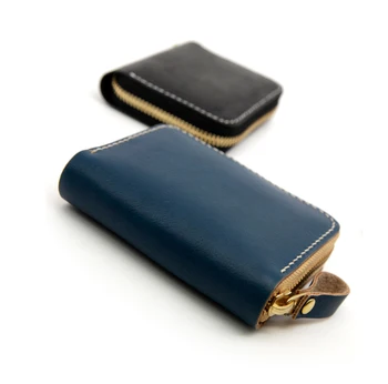 

New Style Wallet DIY Zipper Short Men's Handmade Leather Goods Material Box Card Bit More Wallet Car Key Cases Gift