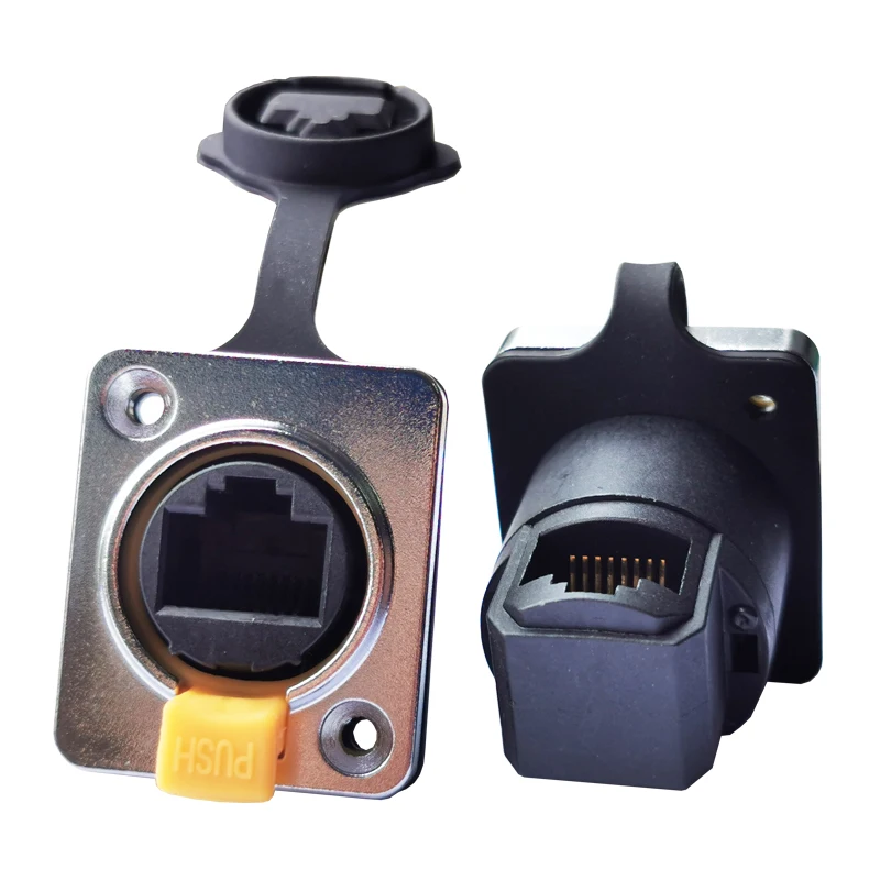 Right Angle RJ45 водонепроницаемый разъем NE8FDX CAT6A Ethernet, прямой и прямой, гнездовой панельный разъем, розетки RJ45 Ethernet разъем - Цвет: Right Angle