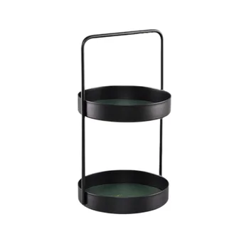 

Double Layer Storage Tray Cosmetic Decorative Sundries Organizer Dessert Rack Jewelry Display Geometric Bathroom Kitchen Desktop