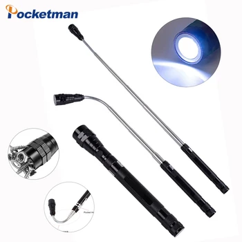 

Portable flashlight Flexible Head Flashlight Torch with a magnet Telescopic Flexible 3 LED lamp Pick Up Tools Lamp Light