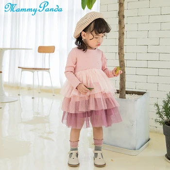 

Dudu Cream Winter Baby Girl Dress Princess Long Sleeve Newborn Infant Toddler Tiered Gradient Mesh Yarn Christmas Birthday Dress
