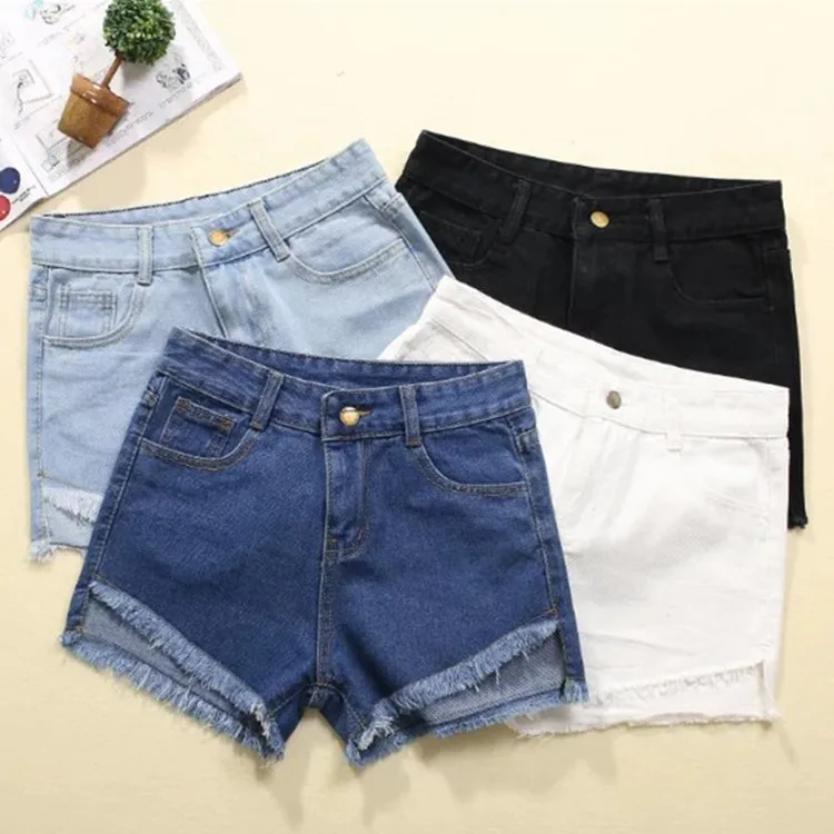 Стиль, летние женские джинсовые шорты с высокой талией, корейский стиль, необычная меховая отделка, широкие, свободные, универсальные, для студентов, трапециевидные