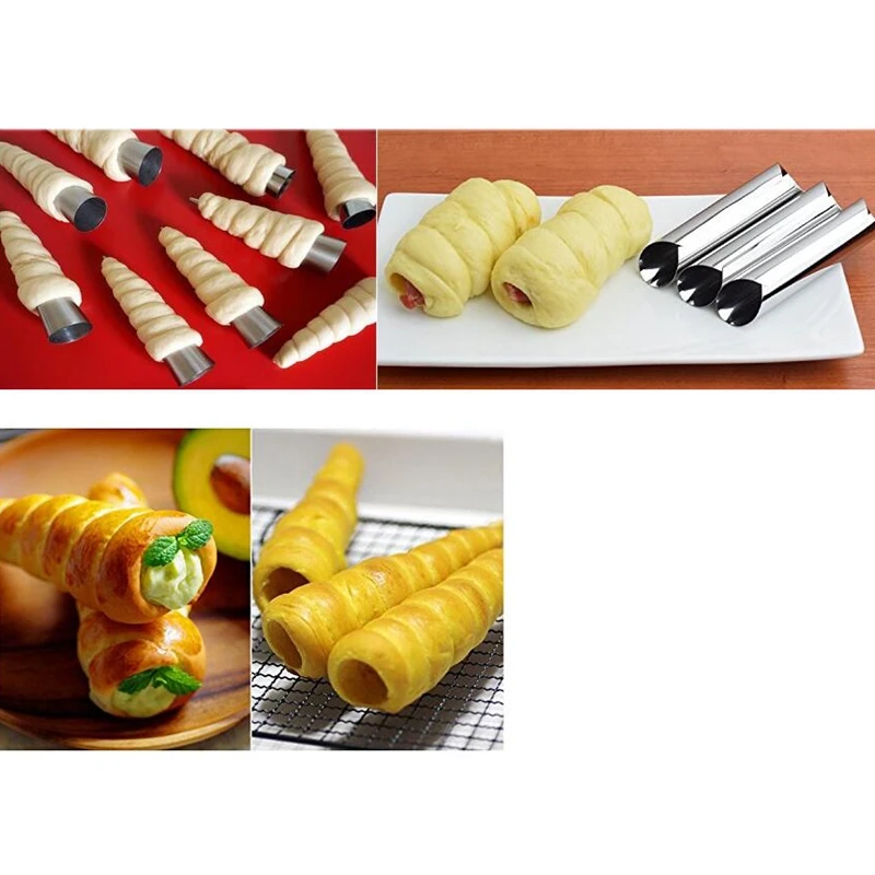 ABSS-12Pcs/набор форма для круассана из нержавеющей стали Cannoli формы рога трубочки для выпечки канноли Кондитерские крема формы для выпечки аксессуары