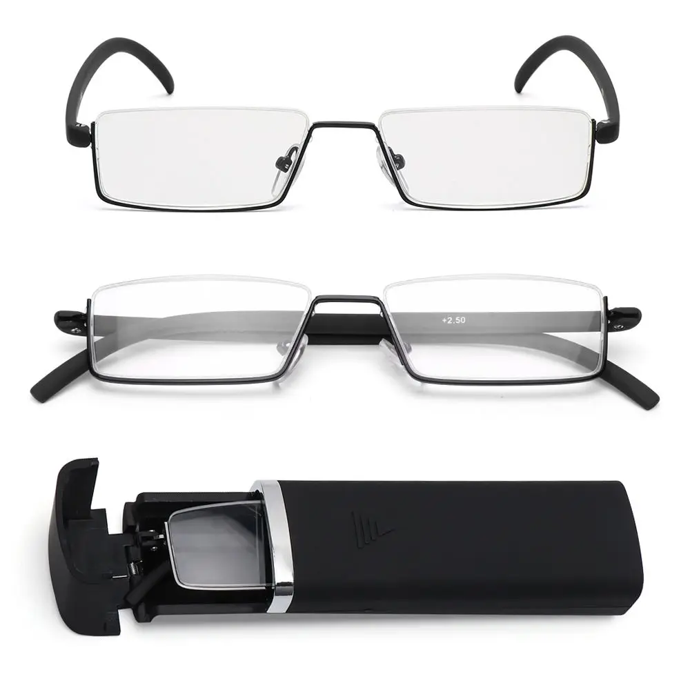 TR90 Lesebrille Edelstahl Halb Rahmen Anti-Reflektierende Frauen Männer Optische Spiegel Presbyopie Brillen Mit Fall 10x-40x – Detail 9