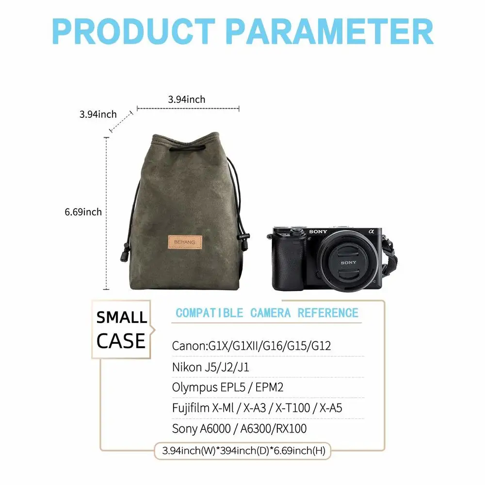 Портативная Сумка для DSLR камеры Canon универсальная сумка на шнурке ручная Водонепроницаемая Холщовая Сумка для объектива для Nikon sony Pentax чехол для камеры - Цвет: Green-small