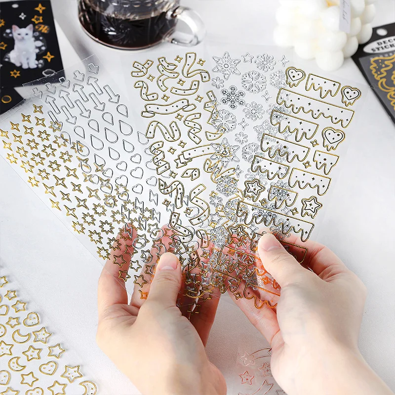 Sticker - Retro Gold Stamping Snowflake Butterfly Bubble Stickers
