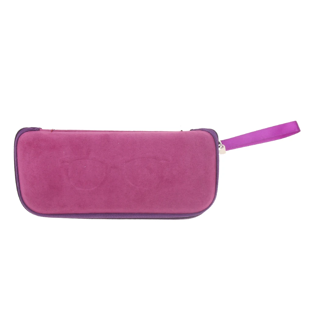 2 x Zipper Eyeglasses Hard Case Spectacles Glasses Box Holder Pouch Purple/Pink/Grayish Blue/Brown/Black/Dark Green