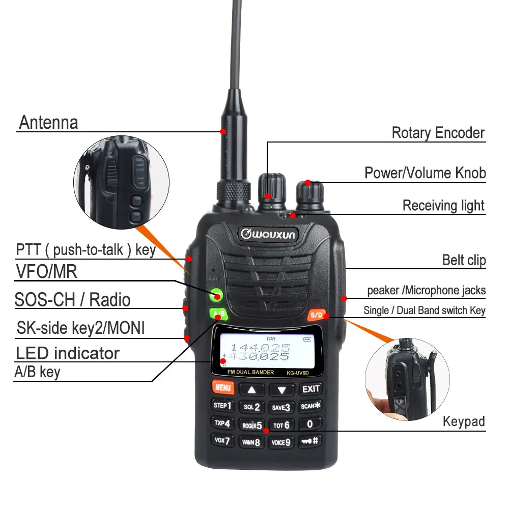 WOUXUN KG-UV6D Dual Band FM VHF/UHF 136-174.995MHz 400-479.995MHz 199  Saluran Amatir Ham walkie Talkie IP55 Tahan Air AliExpress