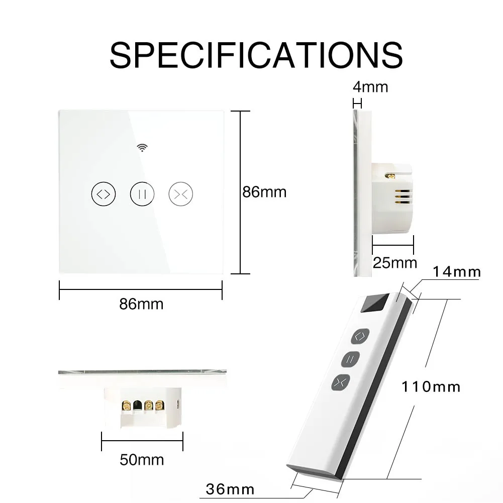 RF WiFi Smart Touch шторы переключатель роликовой шторки Tuya Smart Life App пульт дистанционного управления, работа с Alexa Echo Google Home