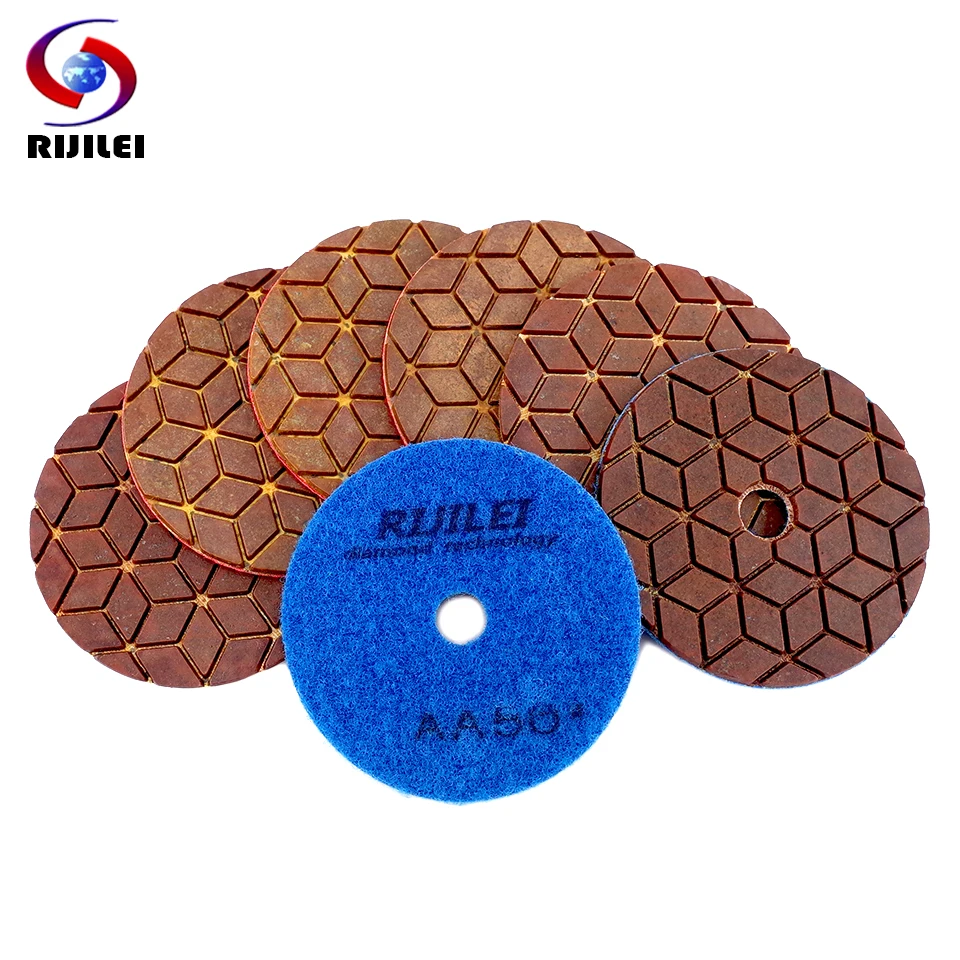 

RIJILEI 6 PCS Longer life 4inch Diamond polishing pads100mm Wet Copper bond polishing pad for Grinding granite marble concrete