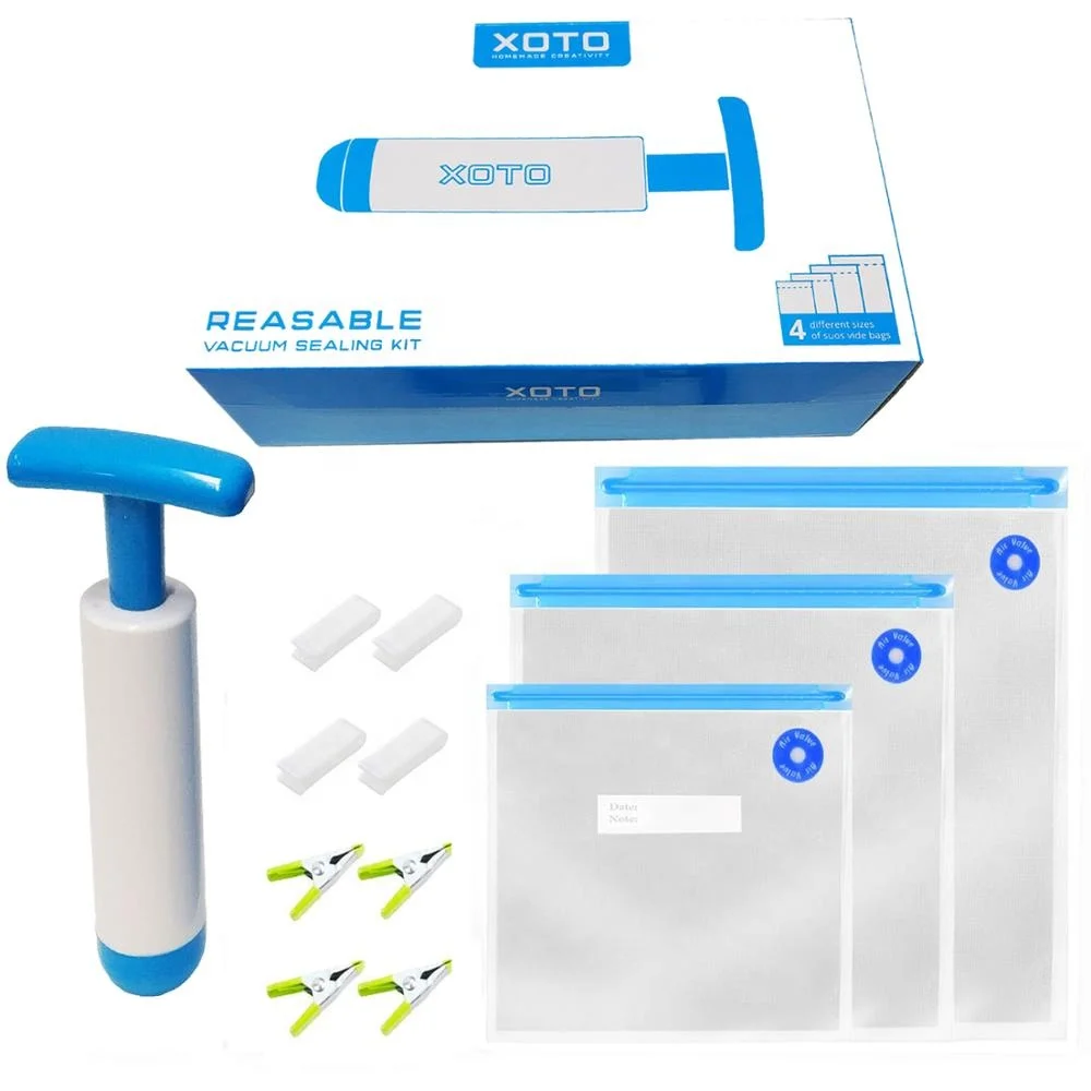 

Sous Vide Bags kit, ziplock reusable vacuum sealer bags, food grade resealable zipper vacuum bag for food vacuum storage