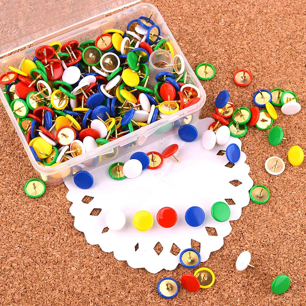 

300pcs Wall Drawing Photo Office Round Head Metal Point Push Pin Notice Map School Multi Colors Decorative Craft
