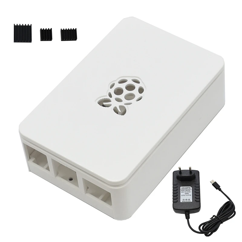 Для Raspberry Pi ABS чехол Корпус коробка V4 с радиатором+ 5 V/3a Питание для Raspberry Pi 4B