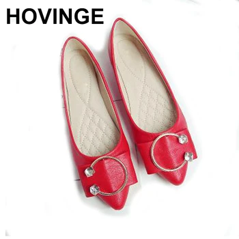 

HOVINGE Women Slip On Fashion Shoes Crystal Flats Loafers Female Bow Flat Shoes Lady Casual Footwear Office Work Shoes Plus Size