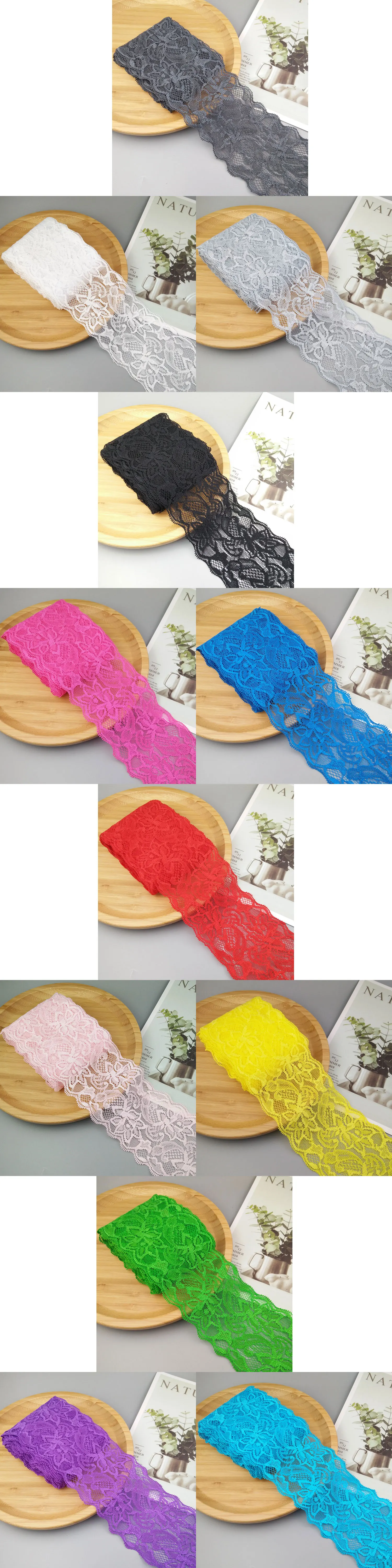 Description Picture 4 of itemNew 1Yard Flower Pattern 8CM Wide Elastic Lace Fabric Ribbon Lace Trim Ribbon Diy  African Fabrics Stretch Lace for crafts