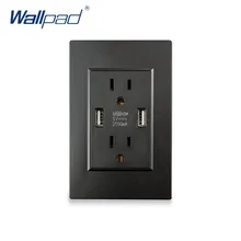 Розетка стандарта США с 2 портами(стандарт розетки Порты и разъёмы Зарядное устройство 5V 2100mA черный Wallpad роскошный настенный двойной Usb Электрический Мощность ВЫХОД ПК Панель