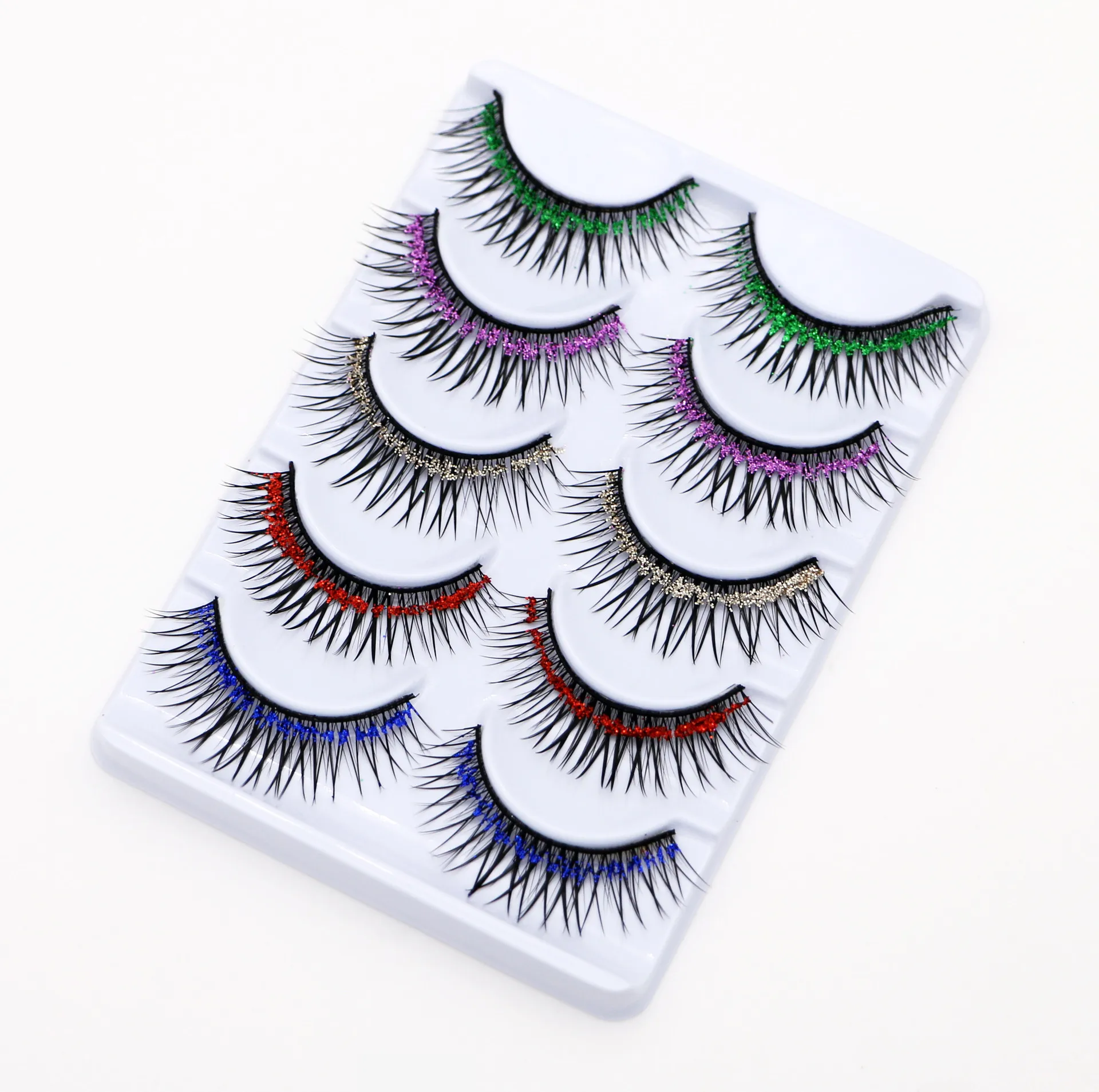 New Fashion Natural Cross False Eyelashes Glitter Powder Fiber Hard Stem Fake eyelashes Stage Performance Essential Tools