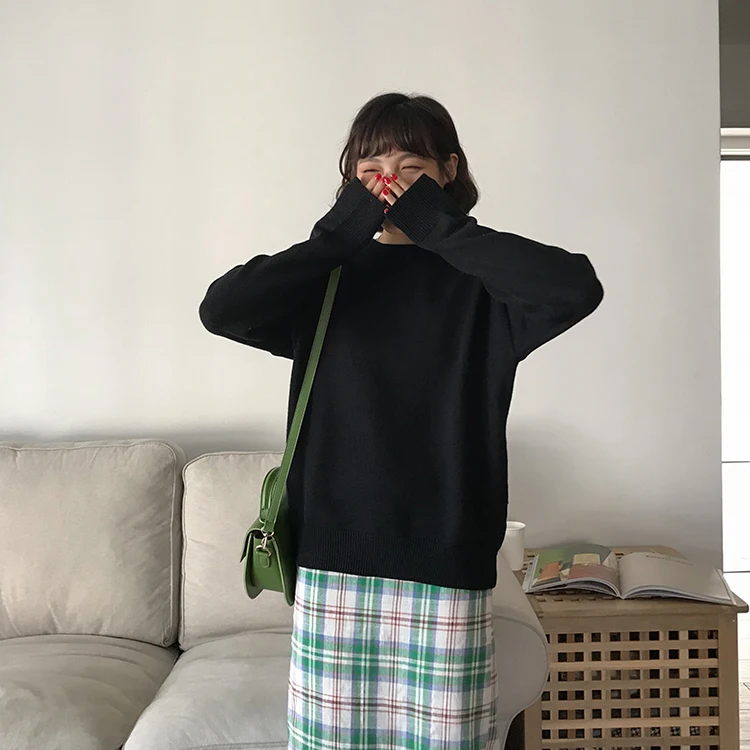 Basic Knit O-Neck Jumpers Women Sweater Casual Loose Winter Long Sleeve Sweater Women Pullovers Streetwear 2 orders