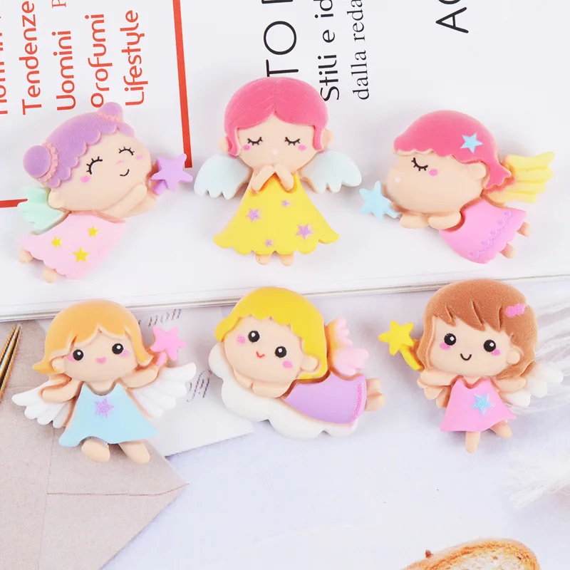 

10pcs/lot Cute Little Angel Resin Cream Phone Case Accessories DIY Material for Making Brooch Hair Accessories Resin Decoration
