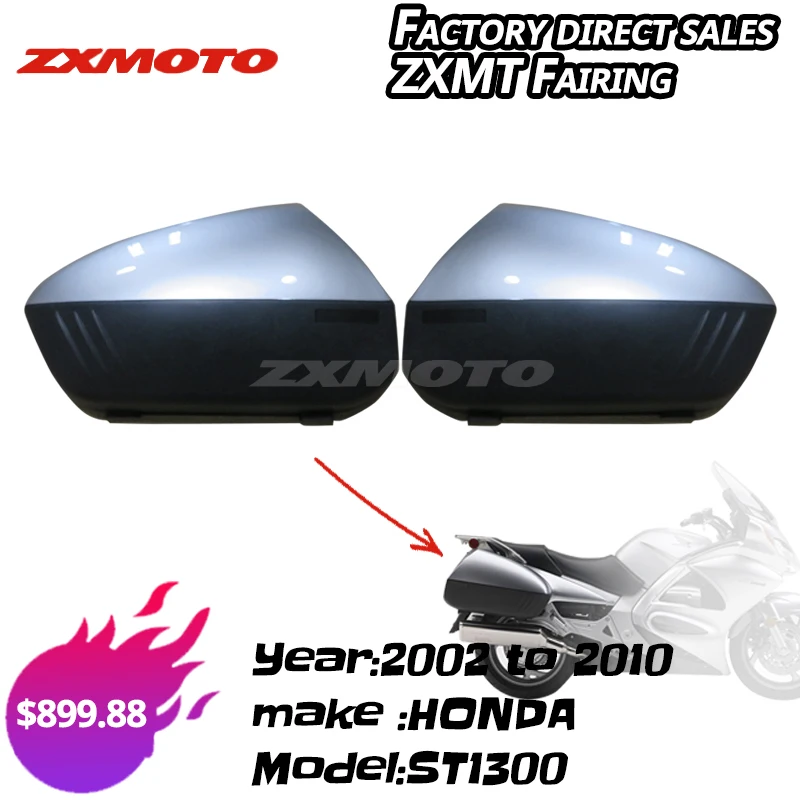 

ZXMOTO Motorcycle Saddlebag Luggage Trunk Side Case Boxes Side Bag For 2002 to 2010 Honda ST1300 Left And Right Gloss Silver