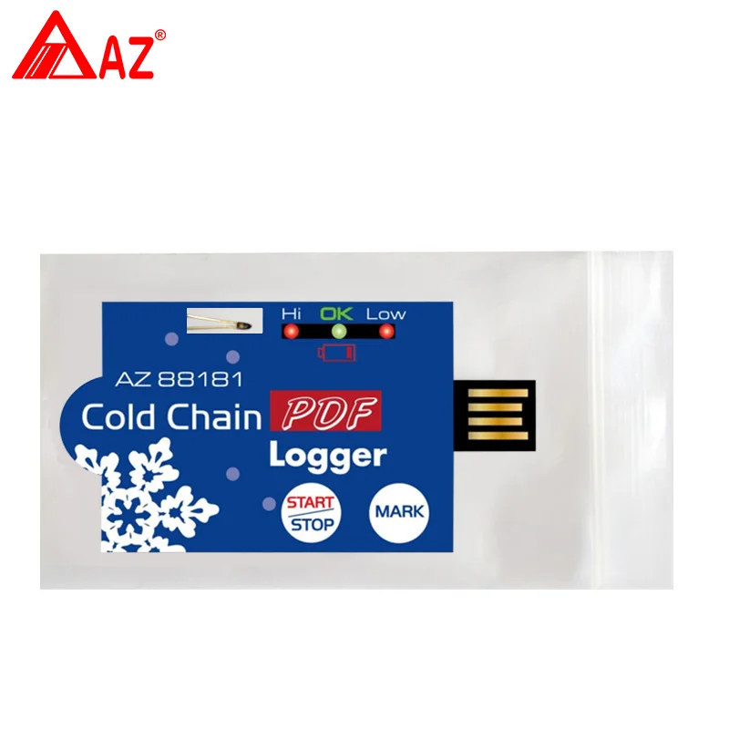 AZ88181 одиночное использование холодной цепи температурный PDF регистратор холодной цепи температурный рекордер, запись одной съемки, 8192 набор значений