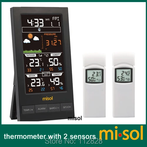 MISOL / Wireless weather station sensor, 3 channels, color screen [WN2810-W2T] - $35.03