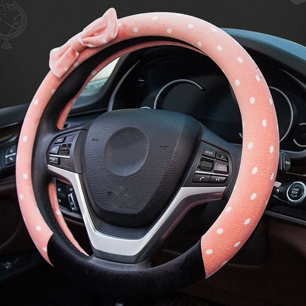 Универсальный автомобильный чехол для внутреннего руля 38 см, осенний и зимний плюшевый чехол для руля, автомобильный Стайлинг