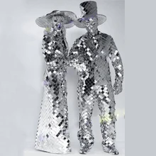 Новинка, зеркальный сценический костюм Silve для женщин и мужчин, танцевальный костюм для бара, ГОГО, вечерние зеркальные платья, платье для ночного клуба, комбинезон, одежда для диджея