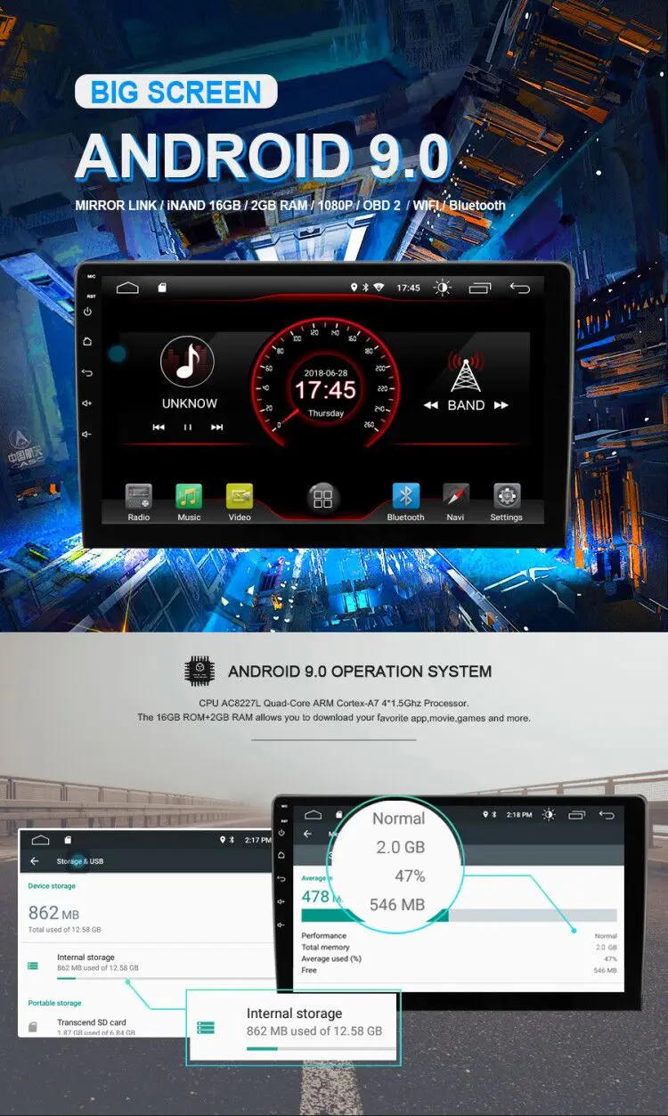 Excellent 10.2" Android 9.0 Pie OS Car Multimedia Navigation GPS Radio for Toyota Sienta 2003-2019 with Built-in Digital Signal Processor 1