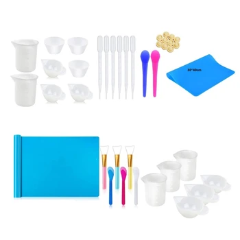 

Silicone Resin Tool Kit Nonstick Silicone Mat 100ml Measuring Cups Mix Cups Tool 10.26 New
