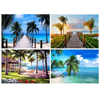 

4 Pack Coconut Tree 5D DIY Diamond Painting Kit Full Drill Rhinestone Embroidery