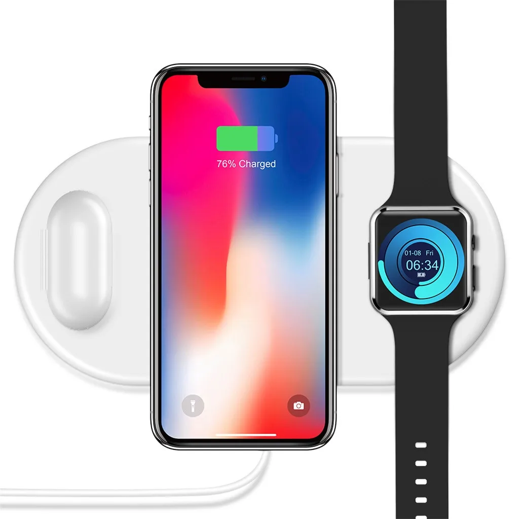 Беспроводное быстрое зарядное устройство 3в1 Qi держатель для iWatch 5 для iPhone 11/pro/Max