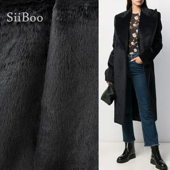 

High grade black solid 2cm smooth faux fur fabric for winter coat,vest,Fur collar,cape by half meter free shipping SP711