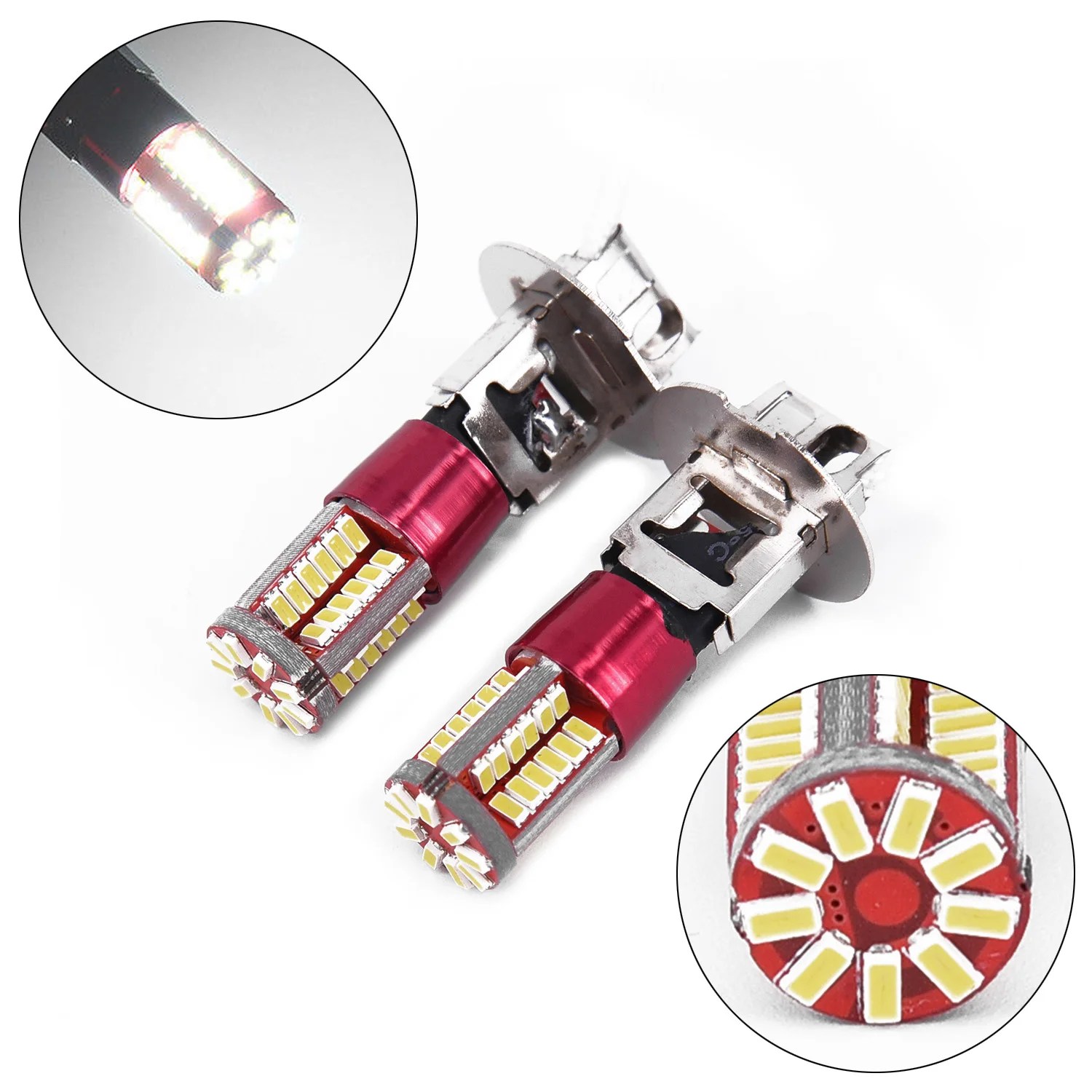 2x H3 3014 57-smd Led Автомобильная противотуманная фара Лампа 6000k яркий белый 12v 10w